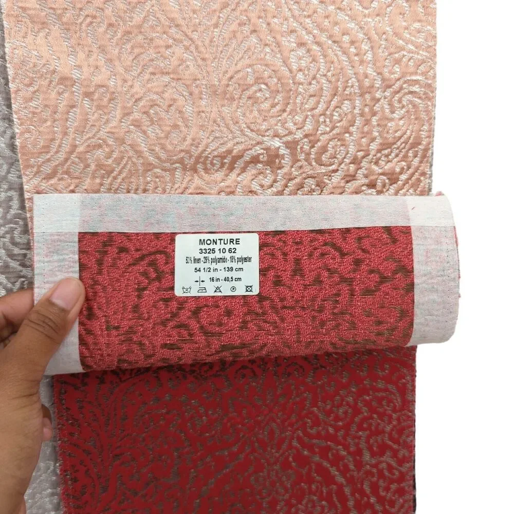 CASAMANCE Monture Sample Book Fabric 12 Swatches Silver Damask Metallic 33 x 27